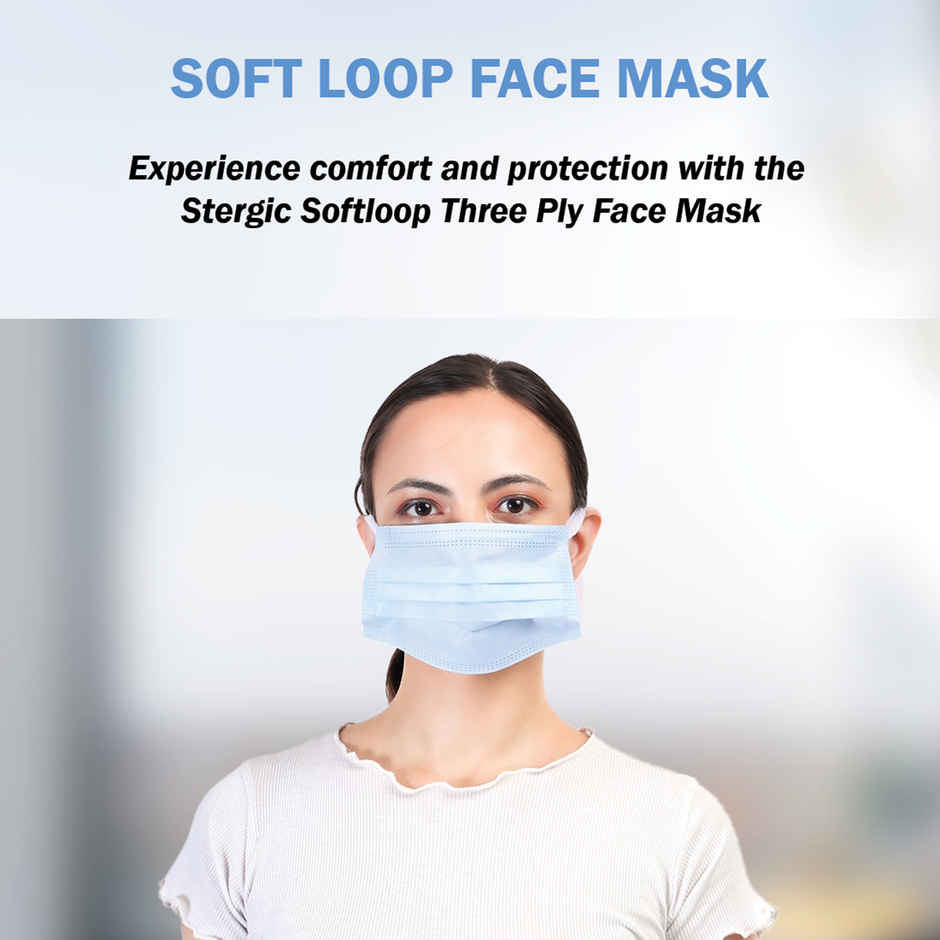 Stergic Softloop 3 Ply Disposable Face Mask Soft And Breathable Non-Woven Fabric With Earloop