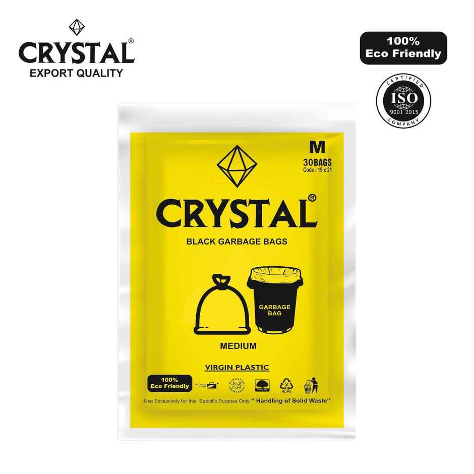 Crystal Medium Black Garbage Bag Pouch 19X21