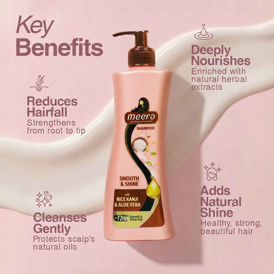 Meera Smooth & Shine Shampoo, Rice Kanji & Aloe Vera, 72H Smooth Hair
