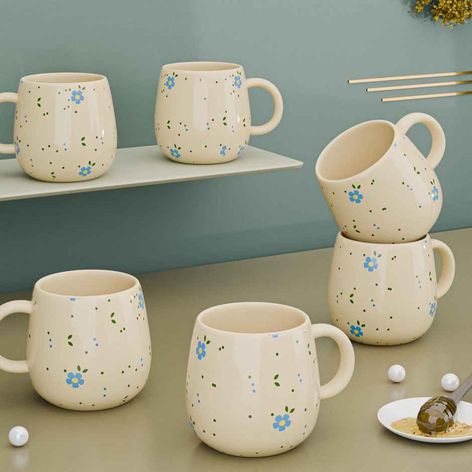 The Earth Store Ceramic Ovule Flower Tea Cup | 160 ml Microwave Safe Coffee Cups