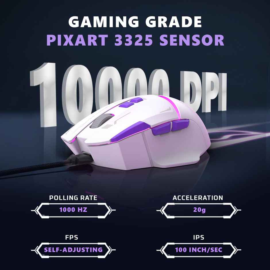 Evofox Banshee Tri-Mode Wireless Gaming Mouse | Pixart Sensor | 10000 DPI | 1000Hz Polling | 8 Buttons
