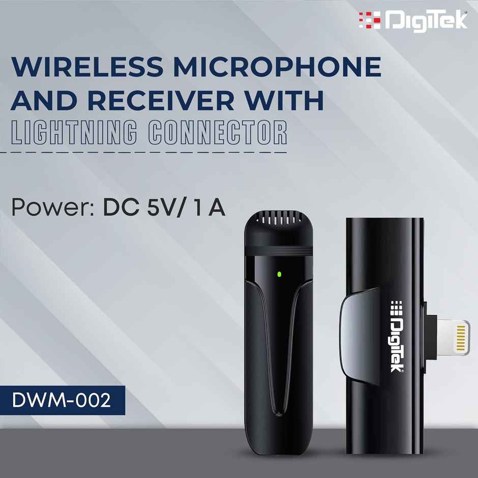 Digitek Dwm-002 Wireless Microphone & Receiver With 8-Pin Connector For Noise Cancellation