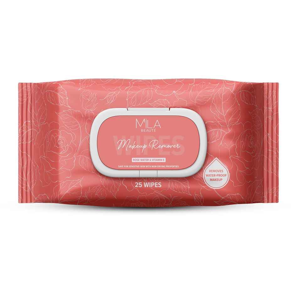 Mila Beaute Makeup Remover Wipes | Removes Waterproof Makeup | 25 Wipes | With Rosewater Vitamin E