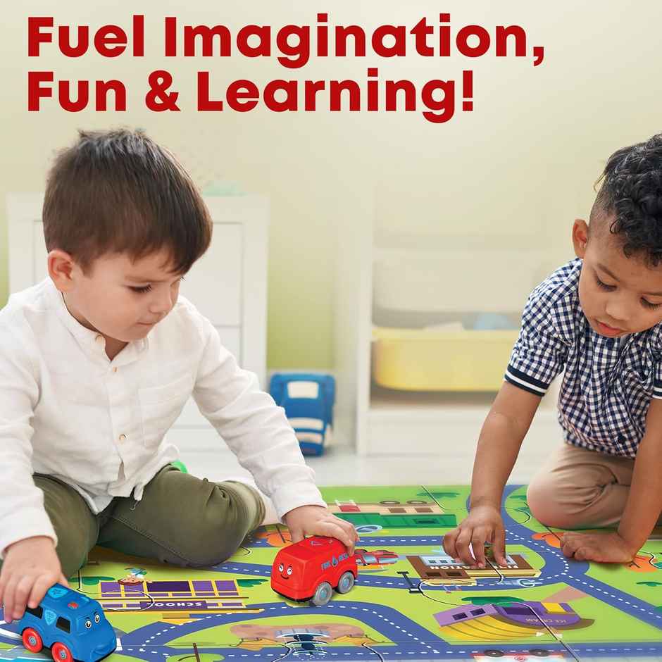 Flo Toys Velocity Rescue Vehicle Puzzle Set - 4 Friction Cars, Floor Puzzle & Storybook for Kids 5+