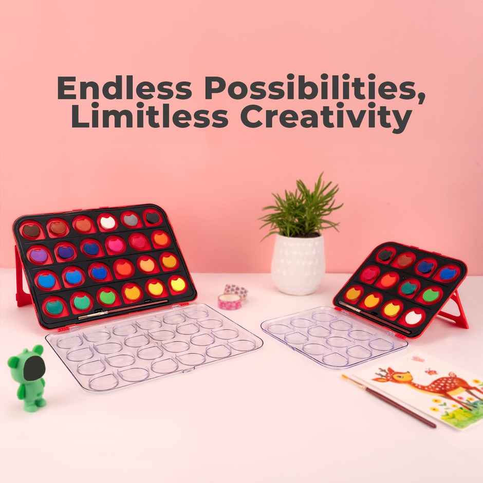 Camel Colorpad Watercolor Cake With Paint Brush 12 Shade Set