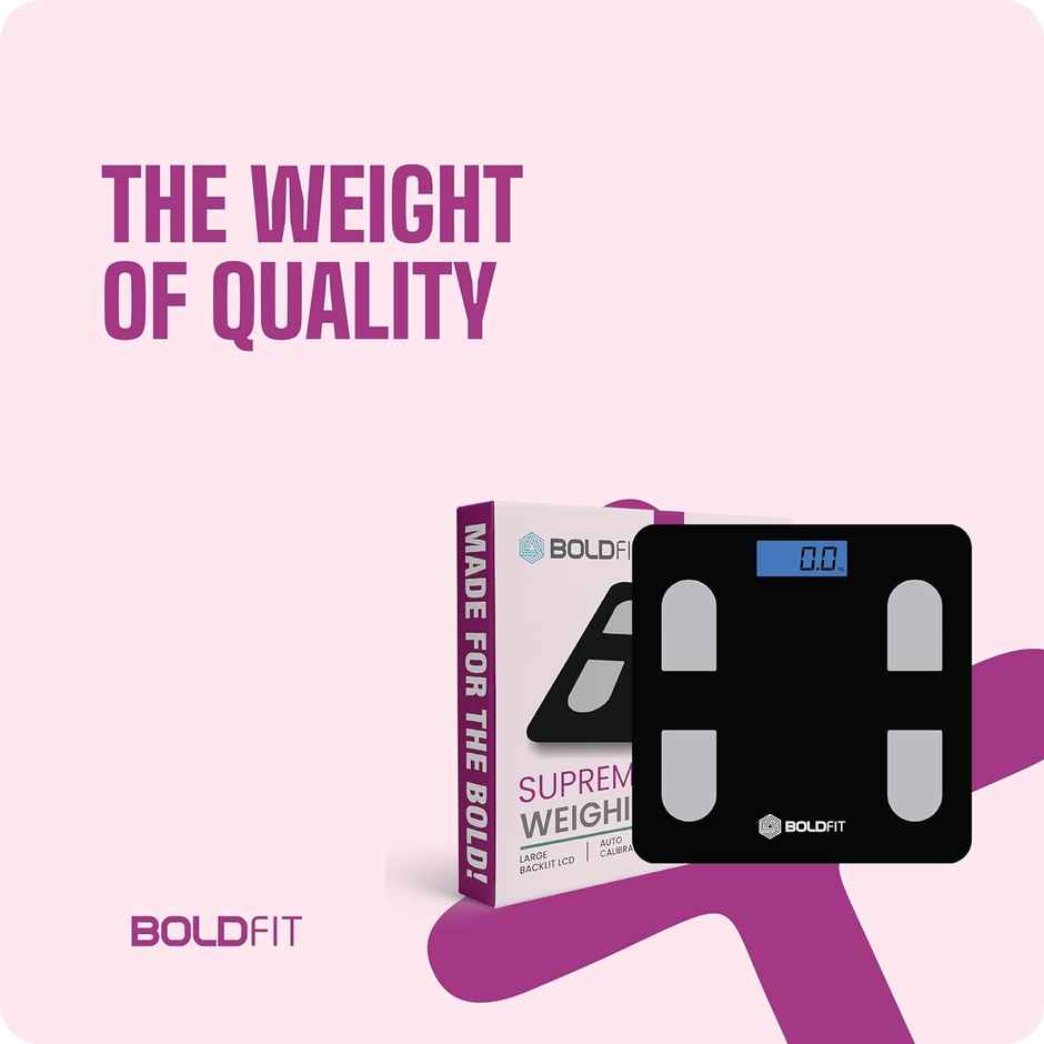 Boldfit Supreme Weight Machine For Body Weight Lcd Display Black Max Weight 180 Kgs