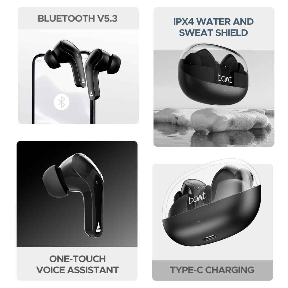 boAt Airdopes 311 Pro TWS Earbuds w/ 50H Playtime, ENx Tech, BEAST Mode & ASAP Charge (Active Black)
