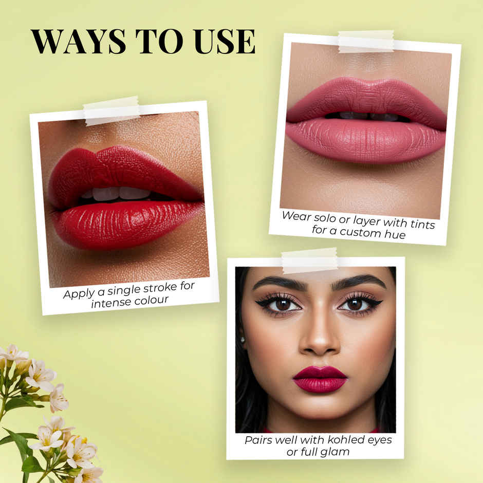 Just Herbs Herb Enriched Matte Liquid Lipstick | Ayurvedic | Red & Bold | Hydrating & Lightweight