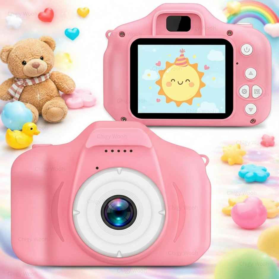 Chigy Wooh Digital Camera Toy for Kids | Video Recording | Mini Games | Rechargeable | Pink