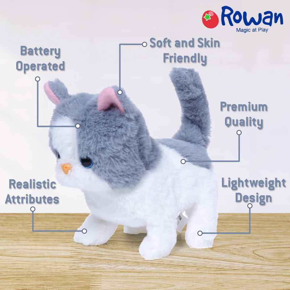 Hamley's Rowan Sasha Walking Cat Walks, Meows, Wags Its Tail, Fun & Interactive Soft Toy For Kids