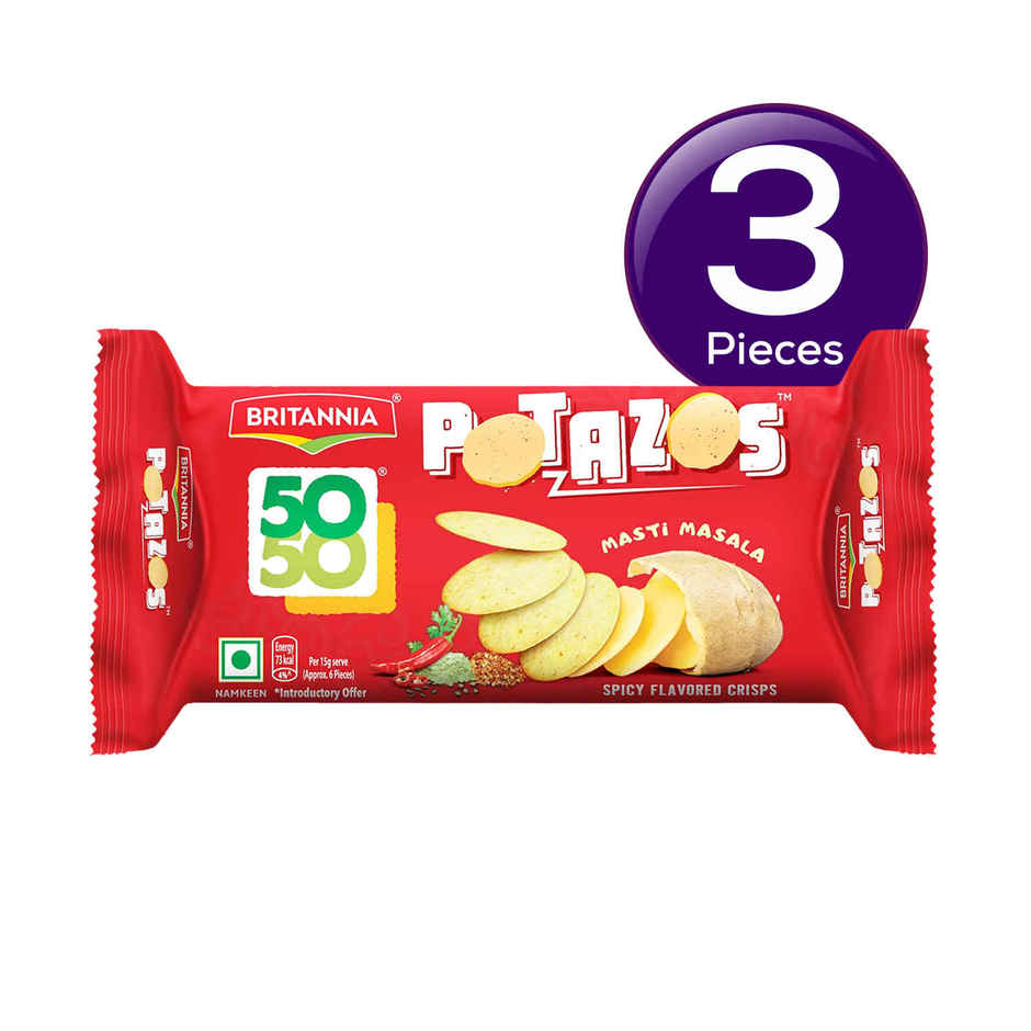 Britannia 50-50 Potazos Masti Masala Flavoured Crackers | Combo