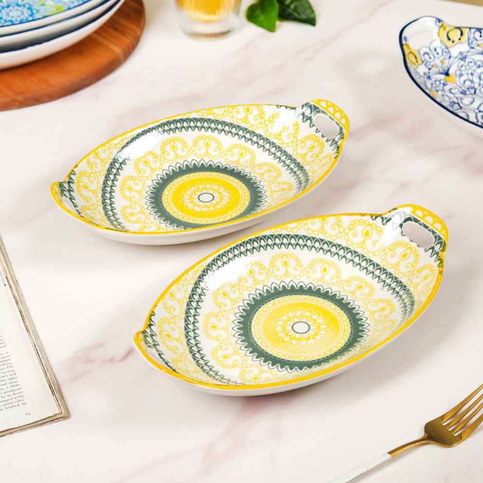 Nestasia Mandala Long Dish - Yellow