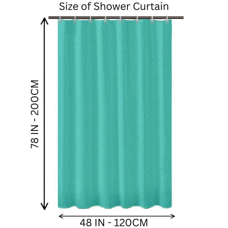 Lushomes Shower Curtain - Green | Zig Zag | 8 Eyelets | 8 C-Hooks | Non-PVC | 120 x 200 cm