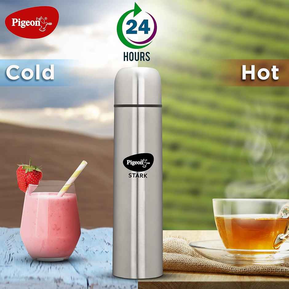 Pigeon by Stovekraft Stark Stainless Steel Double Walled Thermos Flask | Silver | 500 ml