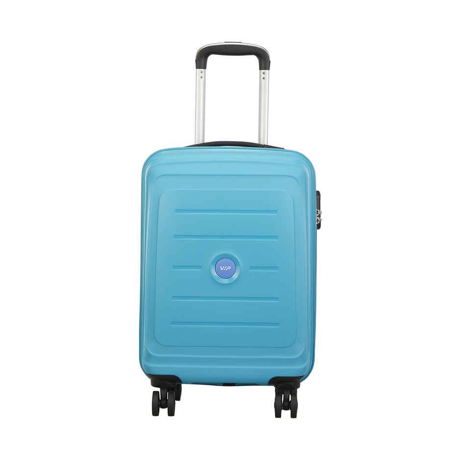 VIP Unisex Textured Polycarbonate 35 L Retractable Trolley Bag | Turquoise Blue - S