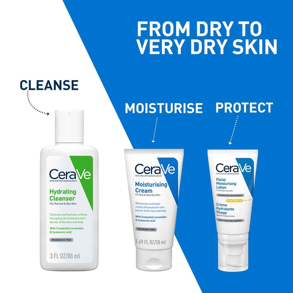 CeraVe Moisturizer Cream For Dry Skin Barrier Repair With Ceramides & Hyaluronic Acid