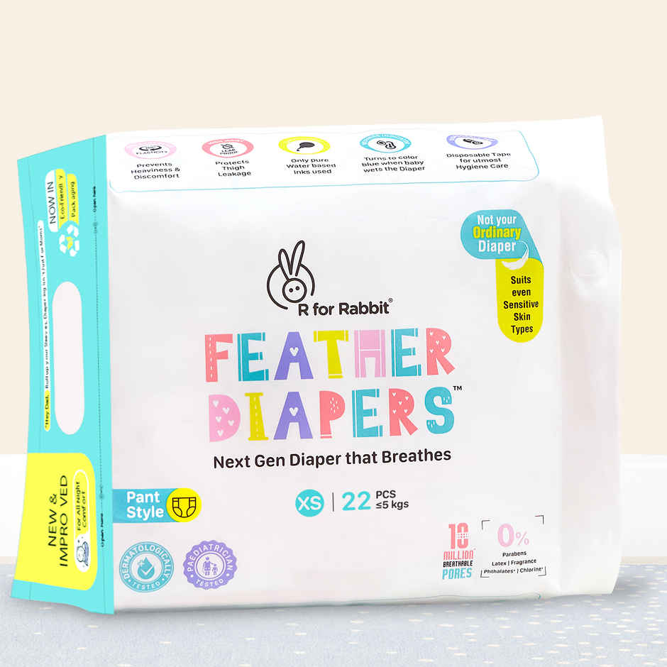 R For Rabbit Feather Pant Style Diaper | XS | 22 pcs