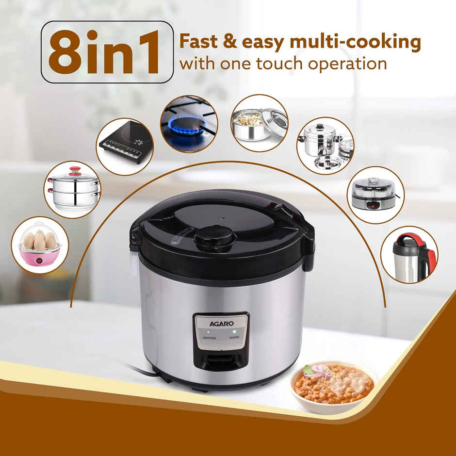 Agaro Regency Electric Rice Cooker, 5L Ceramic Coated Bowl, Automatic Cooking, Keep Warm Function