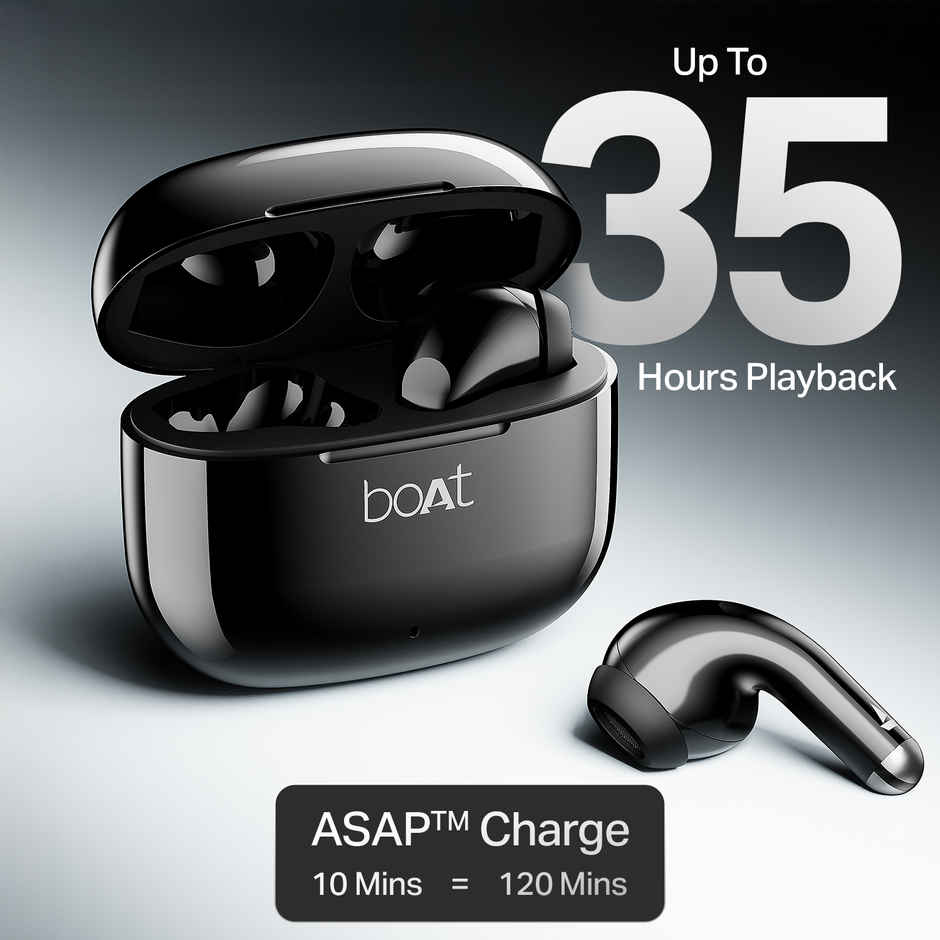 boAt Airdopes 101v2 TWS Earbuds with 35H Playtime | 13 mm Drivers | 2 Mics | Pitch Black