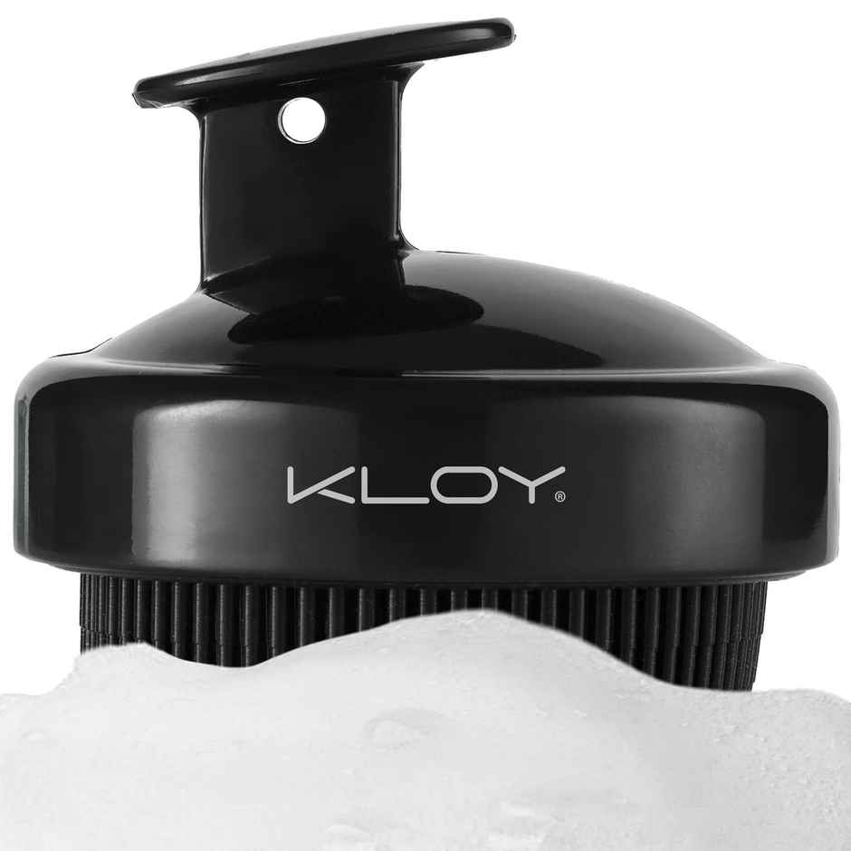 Kloy Soft Bristle Bath Brush With Grip Handle | Silicone | Black