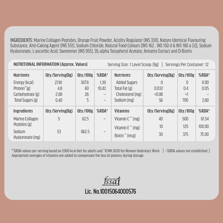 hk vitals Skin Radiance Collagen Supplement with Biotin (Orange, 100g)