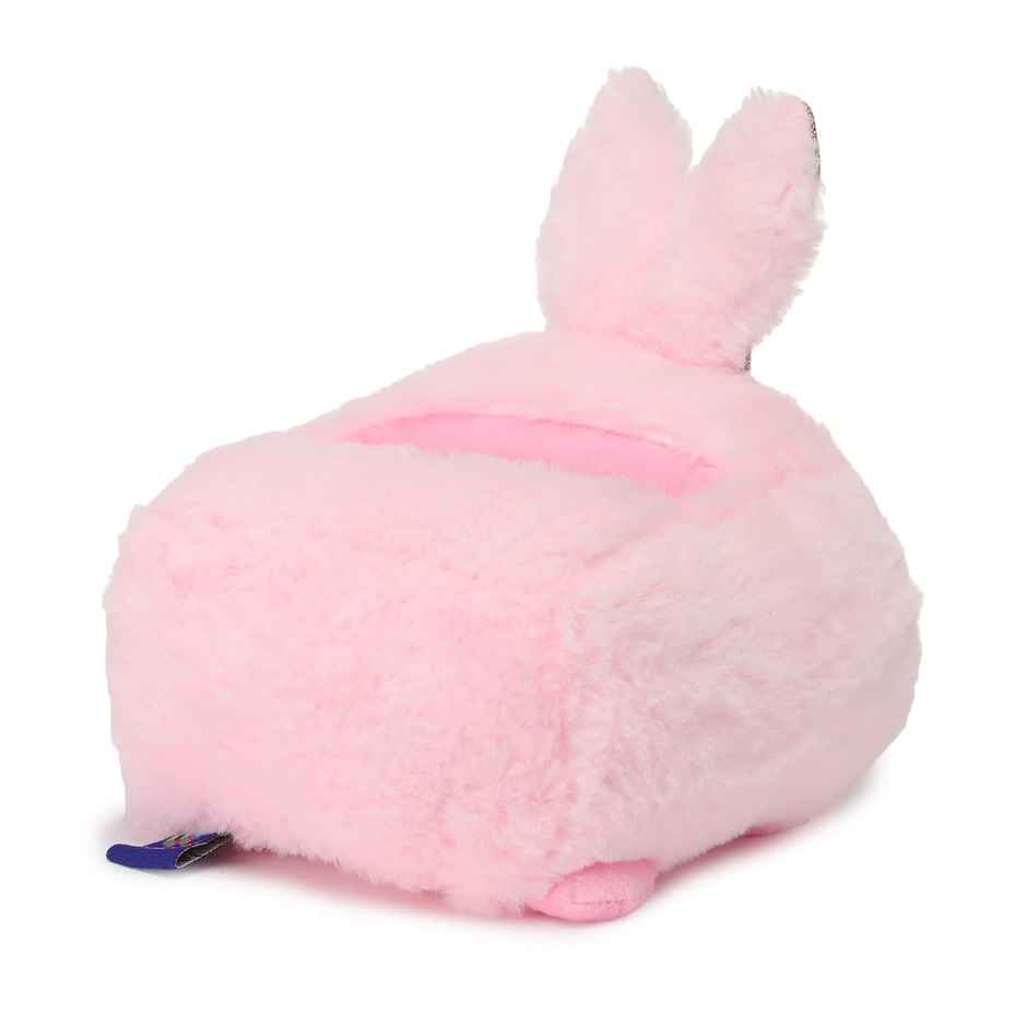 Webby Plush Baby Rabbit Teddy Multi Purpose Holder Soft Toys with Neck Bow | Pink