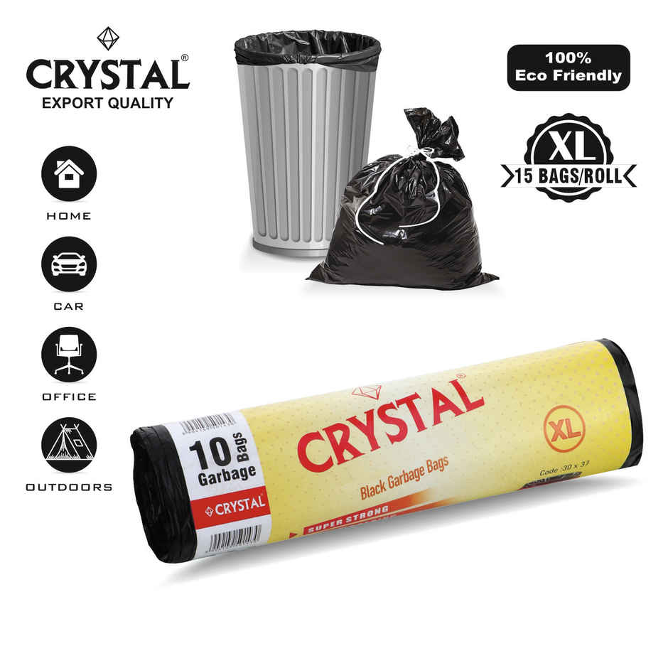 Crystal Extra Large Black Garbage Bag Roll 30X37 Combo