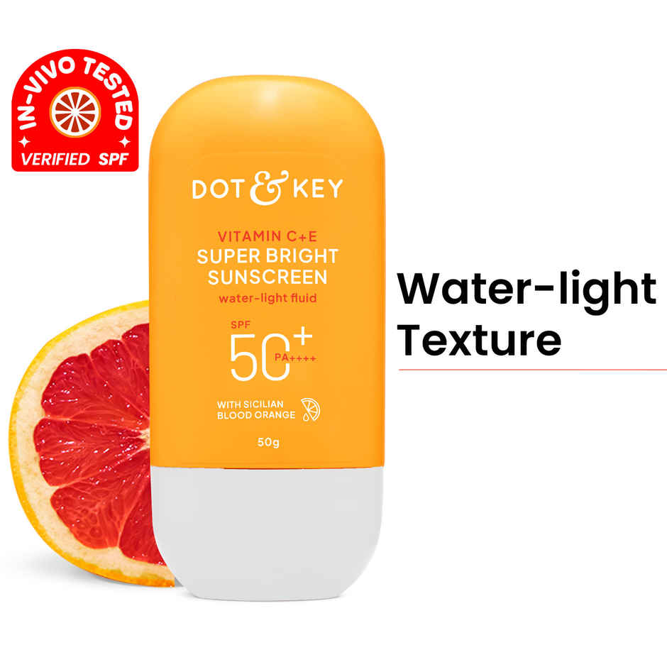 Dot & Key Vitamin C + E Face Sunscreen SPF 50 PA+++ For Glowing Skin, 100% No White Cast