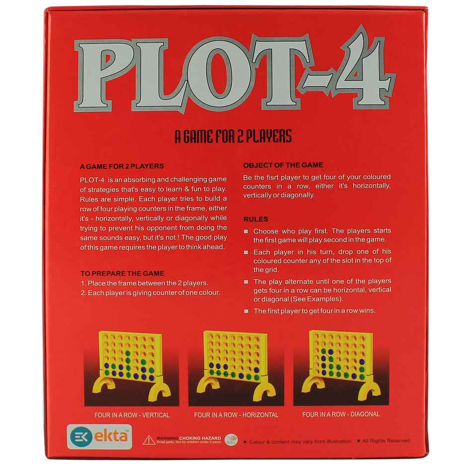Ekta Plot-4 Family Board Game, Strategy Board Games For All Ages, Game For 2 Players