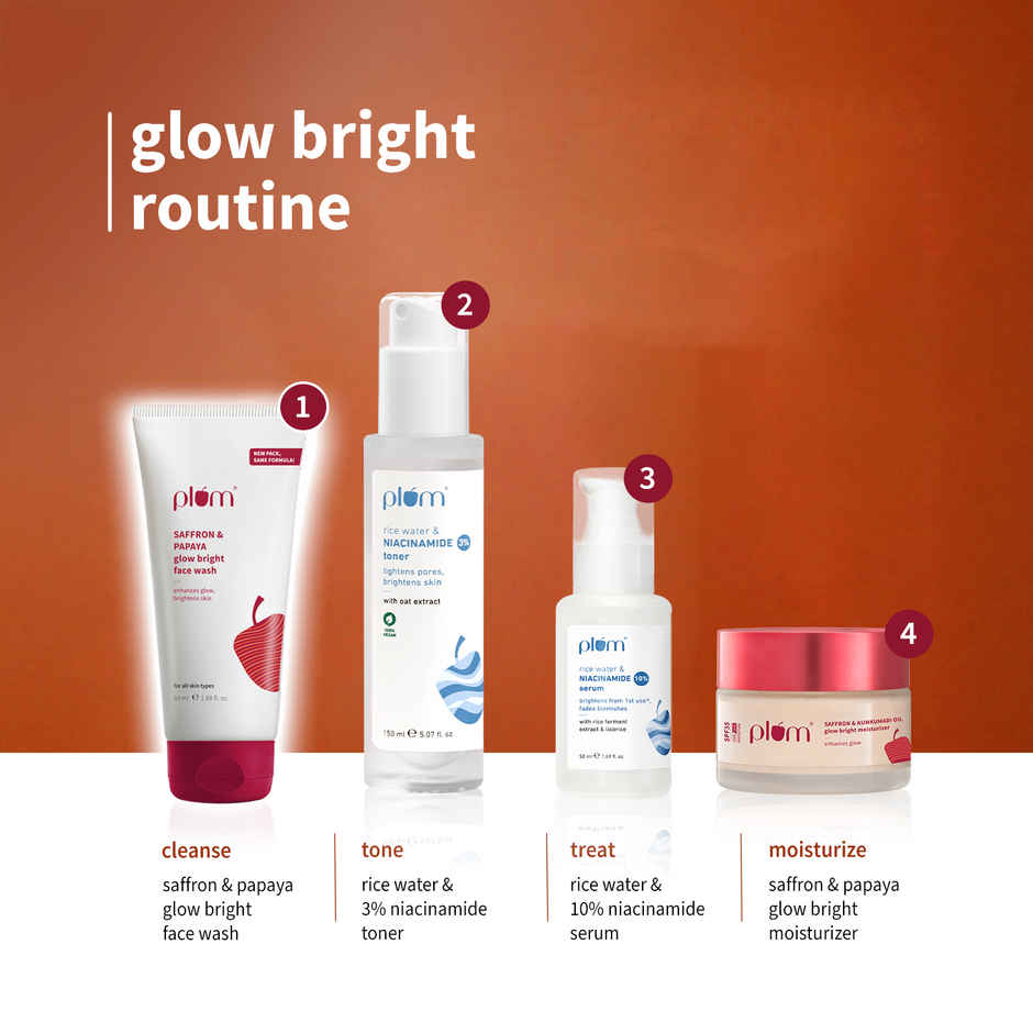 Plum Saffron & Papaya Glow Bright Face Wash | Enhances Glow & Brightens Skin | Fights Dull Skin