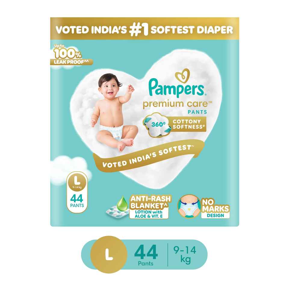 Pampers Premium Care Baby Diapers | Pant Style | L | 44 pcs Combo
