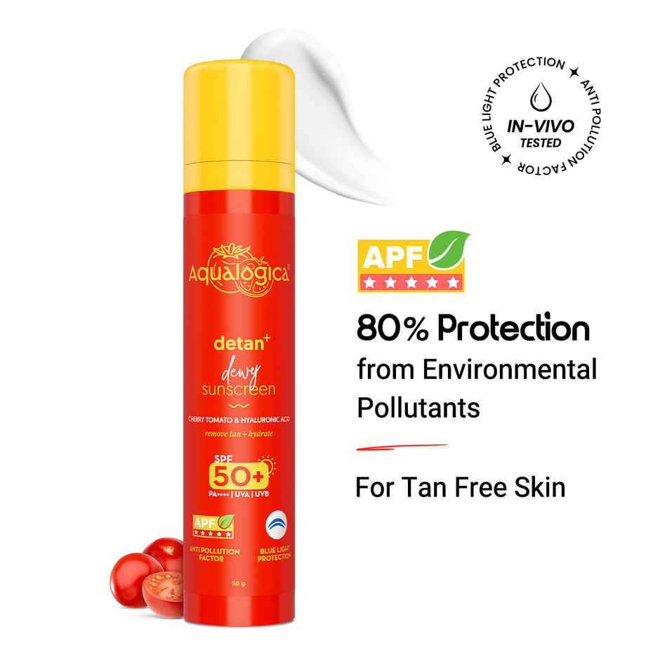 Aqualogica Detan+ Dewy Lightweight Sunscreen Gel SPF 50+ PA++++ for Normal & Dry Skin