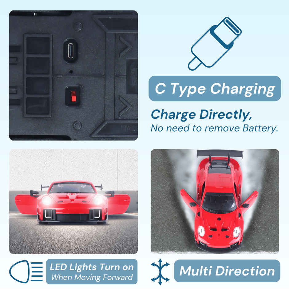 Frendo RC Door Opening Car | 1200mAh | 100+ft Range | Drift | Por Red