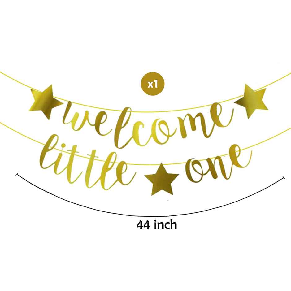 Party Propz Golden Welcome Little One Banner