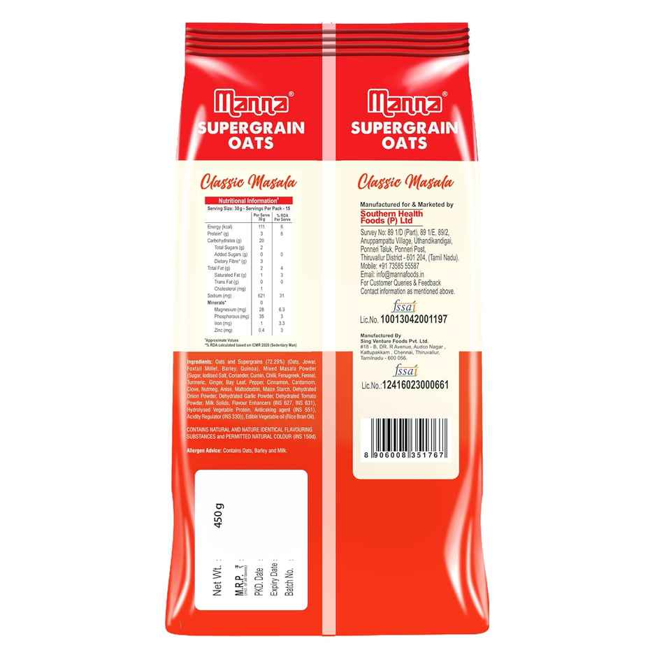 Manna Supergrains Oats - Masala Oats