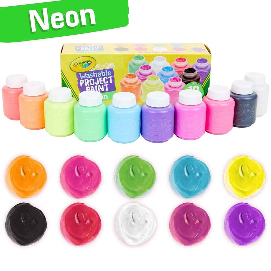 Crayola Washable Kids Project Paint | Neon, Arts & Crafts Supplies for Kids | Ages 3+