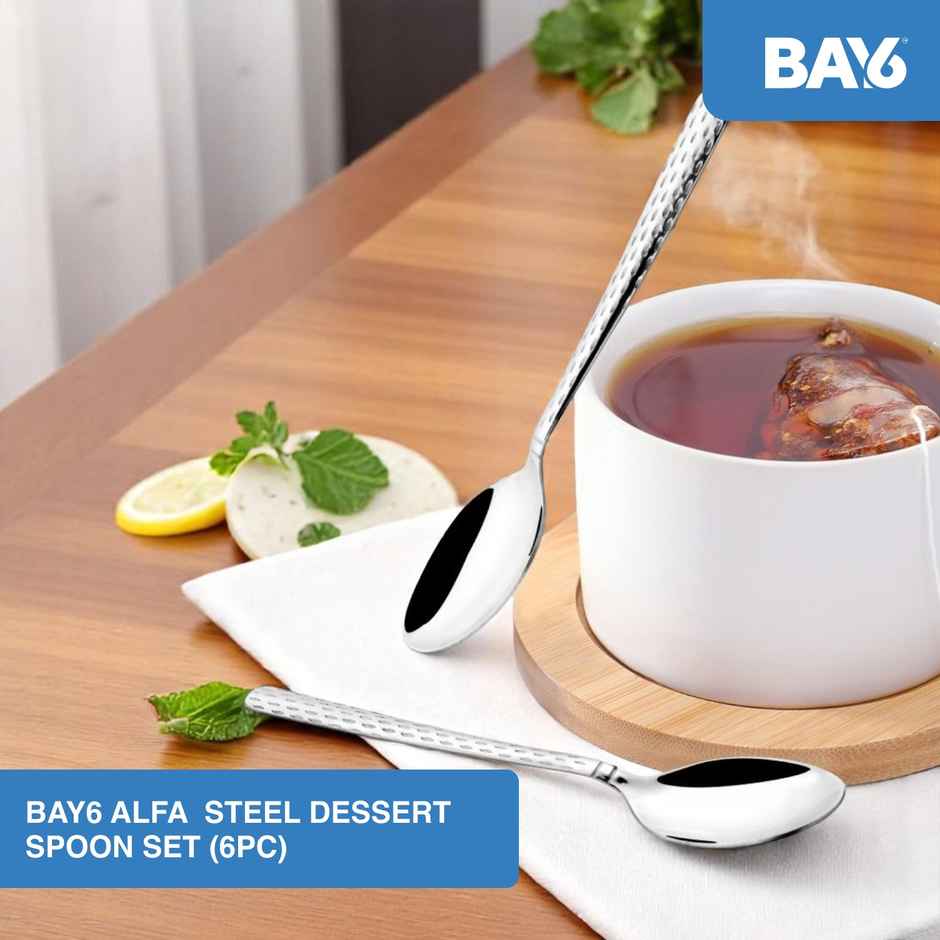BAY6 Alfa Steel Dessert Regular Spoon Set | 6pc