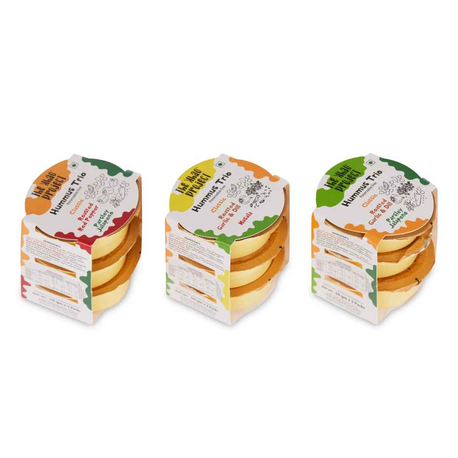 Lay'S Classic Salted Potato Chips(90gms) & The Khao Project Hummus Trio - Classic Roasted Garlic & Dill & Masala(150gms) Combo