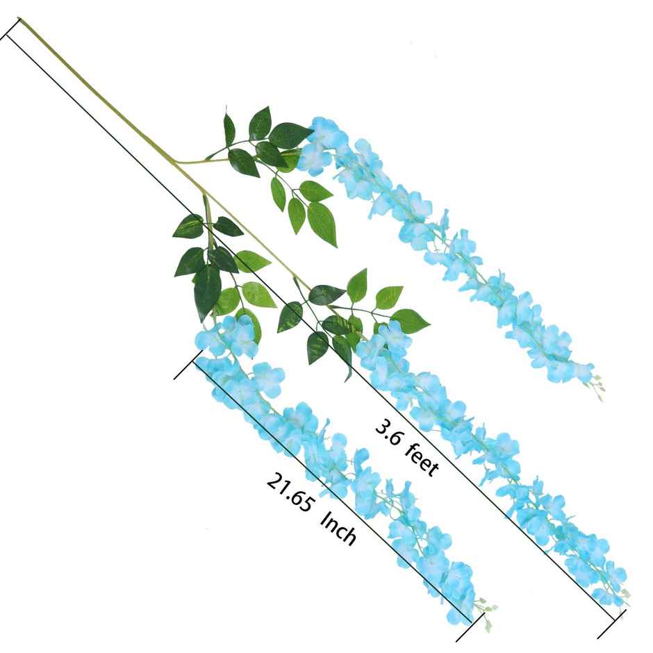 Well Art Gallery Artificial Wisteria Hanging Flowers Vines String Decorations (Pack Of 4,Sky Blue)