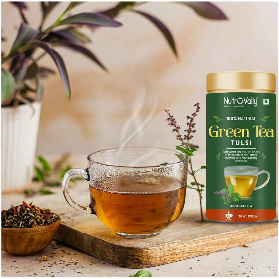 NutroVally Tulsi Green Tea Loose Leaves