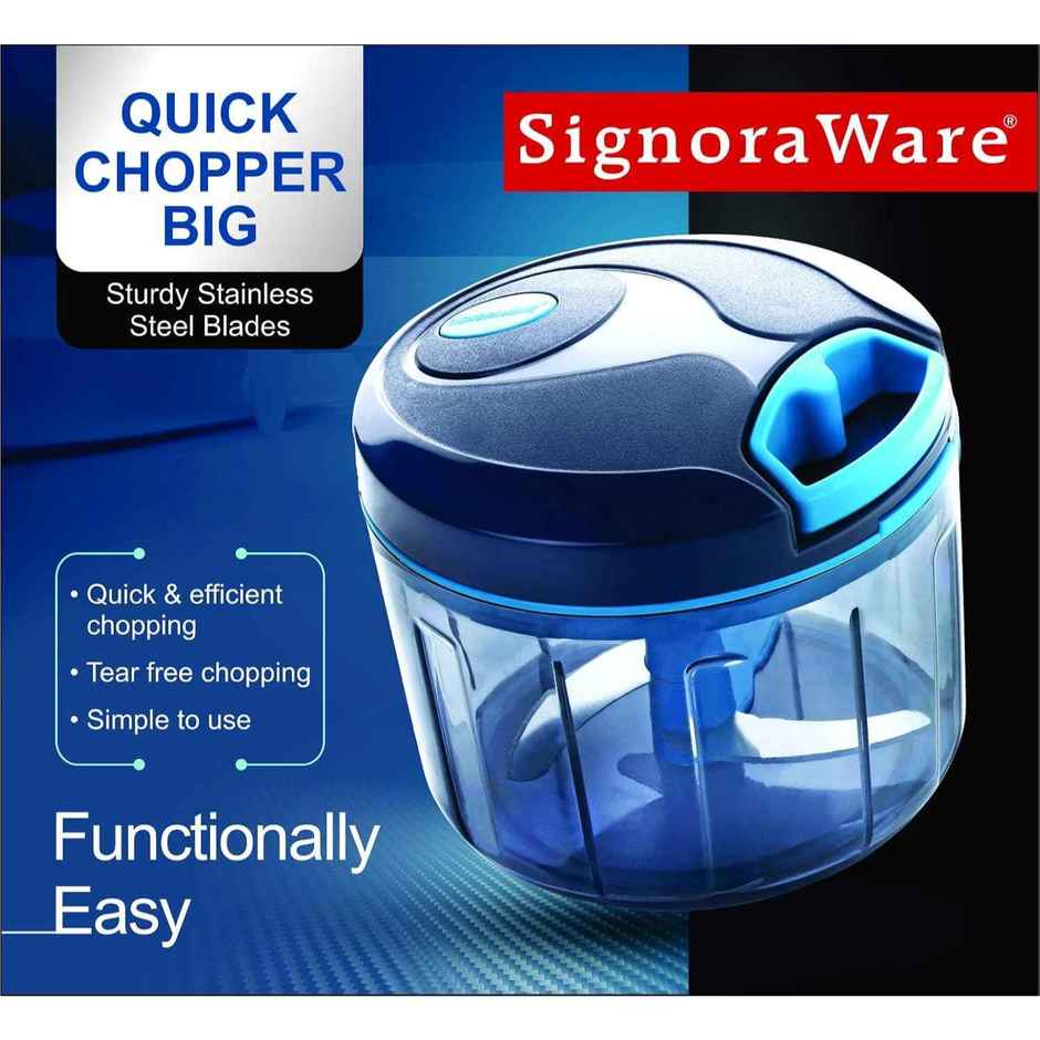Signoraware Quick Chopper Big with 3 Steel Blades | 725 ml | Assorted