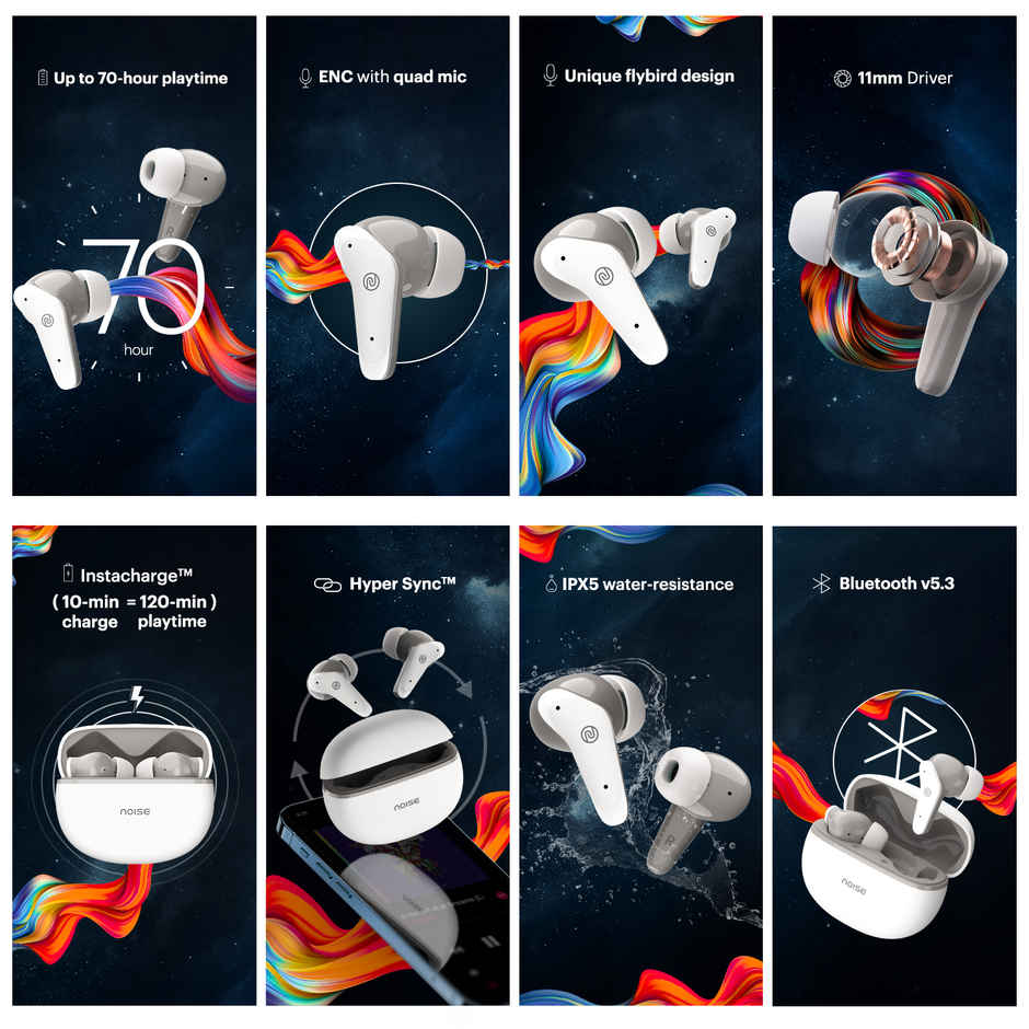 Noise Buds VS102 Plus 70H Playtime 4 Mic ENC 11mm Driver Instacharge TWS Earbuds | Calm White