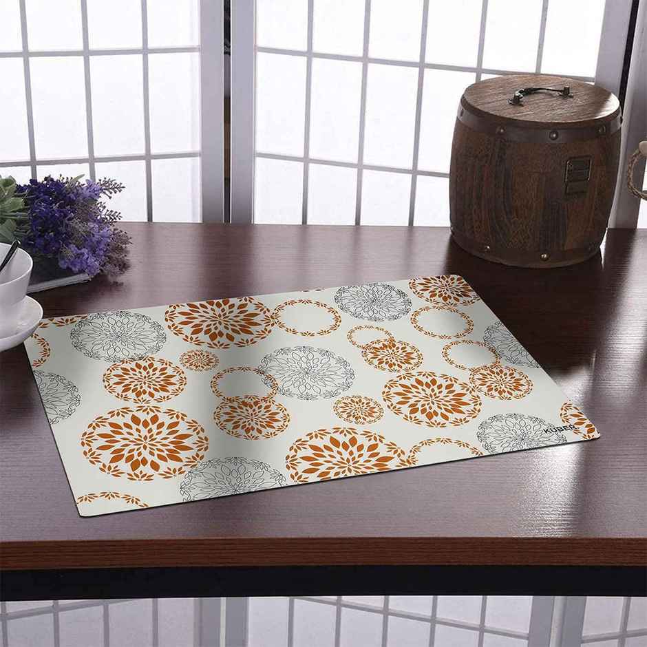 Kuber Industries Waterproof Placemat for Kitchen Counter | White | 30 x 46 cm | Set of 6
