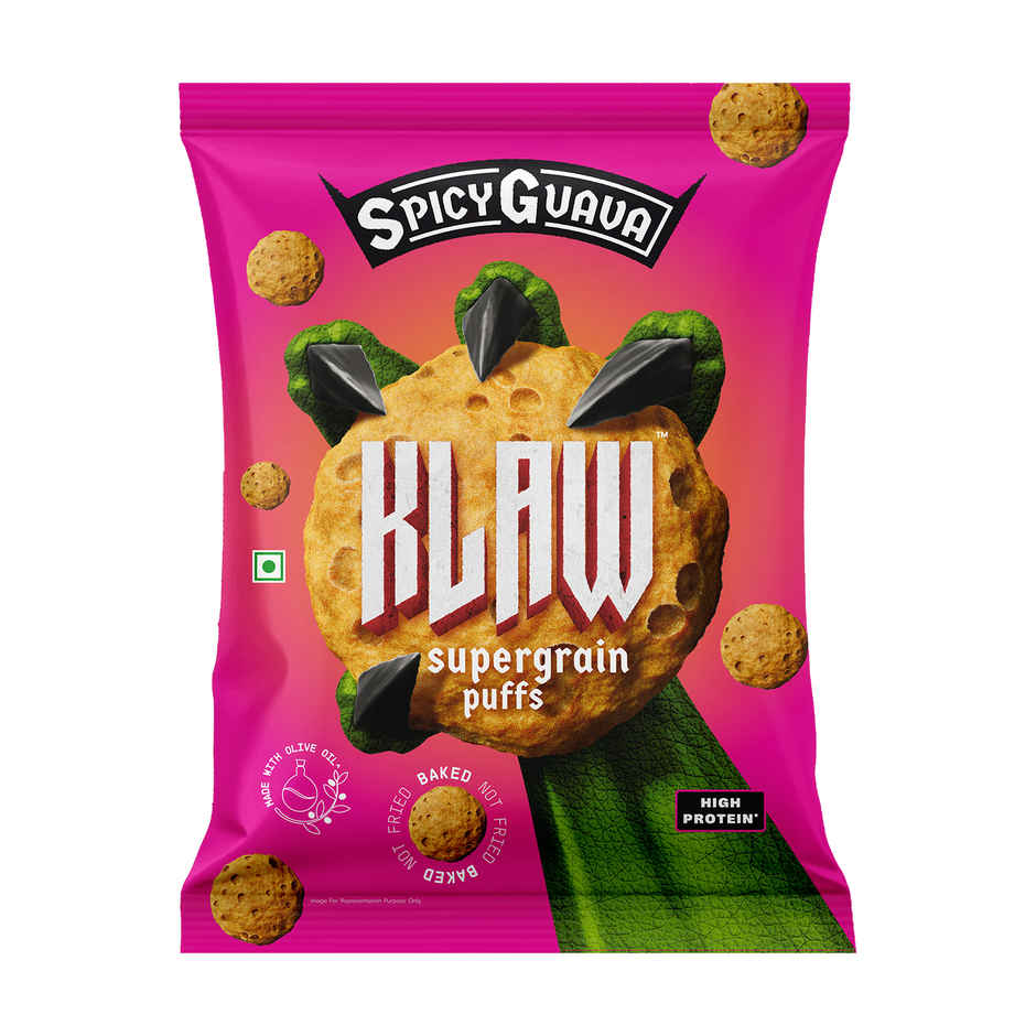 Klaw Spicy Guava Supergrain Puffs | Baked Not Fried | High Protein | Made With Olive Oil