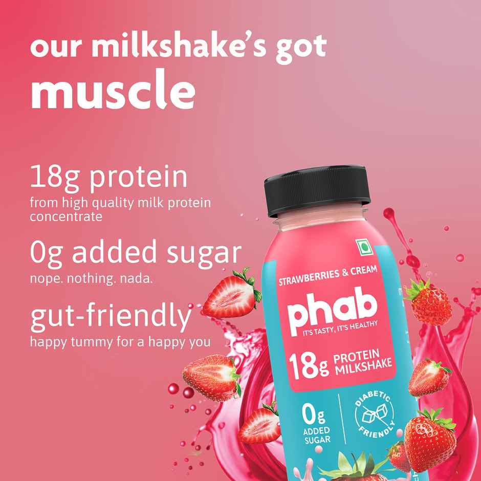 Phab 18g Protein Strawberry and Cream Milkshake Combo