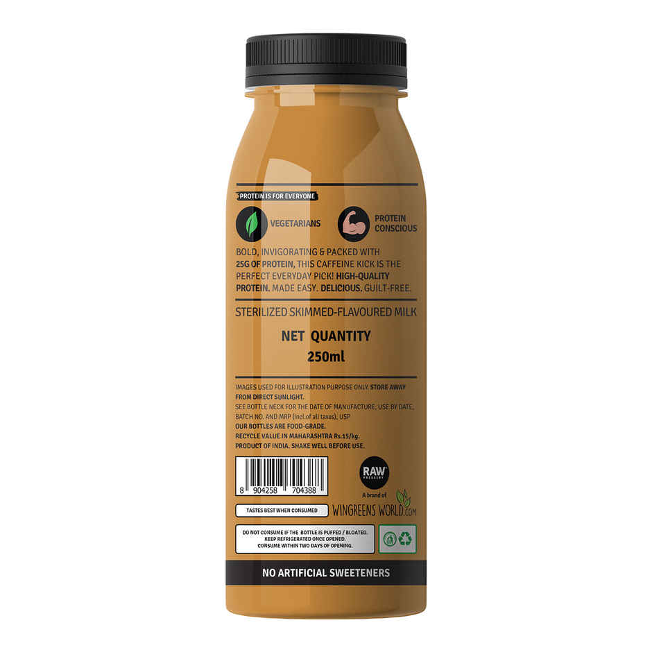 RAW Pressery 25g Protein Milkshake  Cold Coffee  No Added Sugar  High Protein Shake  Contains Prebiotic Compounds