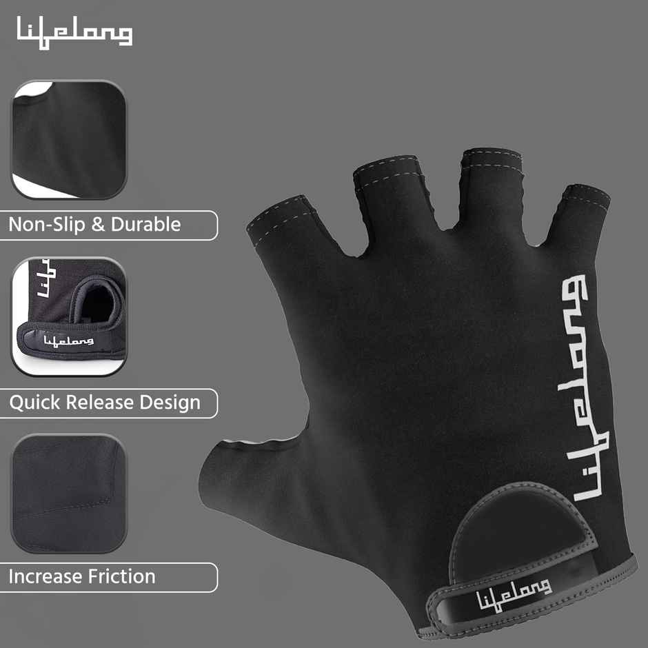 Lifelong Men's Exercise Suede Gym Gloves | Medium | Black