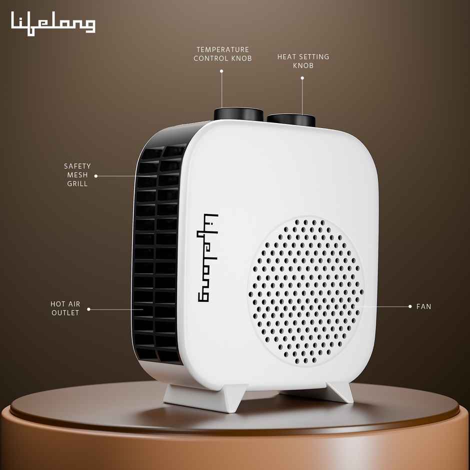 Lifelong LLFH922A Infinia Plus 2kW Fan Heater|Blower, 2 Heat Settings, Adjustable Thermostat - White