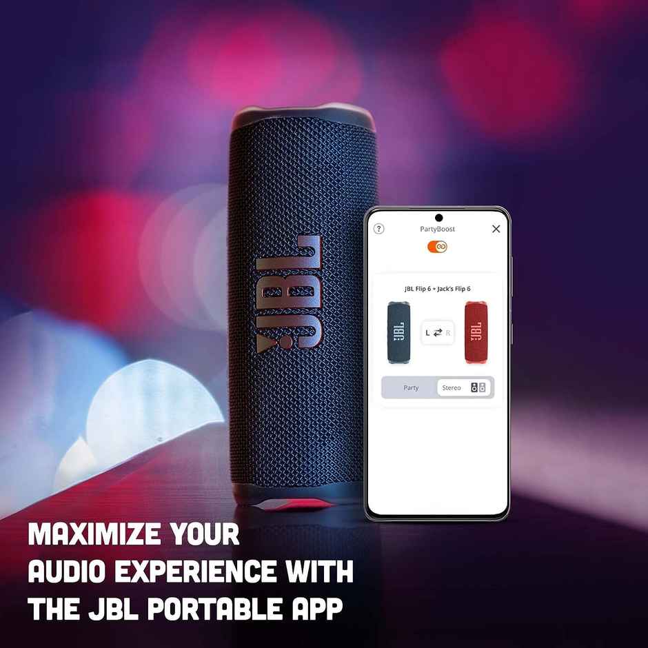 JBL Flip 6 Wireless Portable 30 W Bluetooth Speaker Pro Sound, Upto 12 Hours Playtime, IP67 Water & Dustp - Black