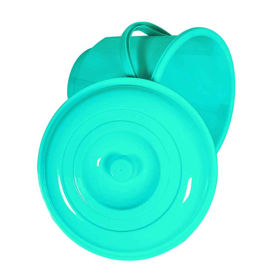 Kuber Industries 13 L Unbreakable Plastic Bathroom Bucket with Lid & Handle | Mint Green